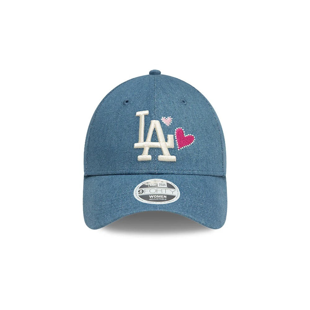Los Angeles Dodgers MLB Denim Heart Icon 9FORTY Strapback