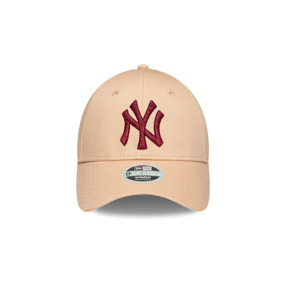 New York Yankees Women's Metallic Logo 9FORTY Strapback Rosa